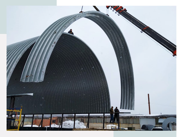 Полукруглые ангары в Устях-Лабинске